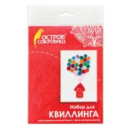 Набор для квиллинга детский, 10 цветов, 38 полос, с эскизом, «Домик с шариками», ОСТРОВ СОКРОВИЩ