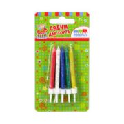 Свечи для торта с держателями, с глиттером (10 шт./уп.)