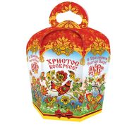 Коробка для кулича D11 см 6-гранник Пасхальный орнамент, пл.350г/м2