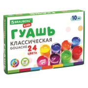 Гуашь BRAUBERG KIDS, 24 цвета по 10 мл
