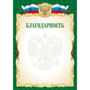 Благодарность стандарт с госсимволикой