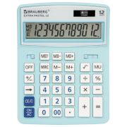 Калькулятор настольный BRAUBERG EXTRA PASTEL-12-LB (206x155 мм), 12 разрядов, двойное питание, ГОЛУБОЙ