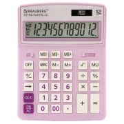 Калькулятор настольный BRAUBERG EXTRA PASTEL-12-PR (206x155 мм), 12 разрядов, двойное питание, СИРЕНЕВЫЙ