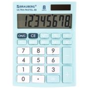 Калькулятор настольный BRAUBERG ULTRA PASTEL-08-LB, КОМПАКТНЫЙ (154x115 мм), 8 разрядов, двойное питание, ГОЛУБОЙ