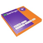 Самоклеящийся блок Berlingo «Ultra Sticky», 75*75мм, 80л., оранжевый неон