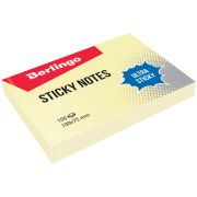 Самоклеящийся блок Berlingo «Ultra Sticky», 100*75мм, 100л, пастель, желтый