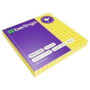 Самоклеящийся блок Berlingo «Ultra Sticky», 75*75мм, 80л., в клетку, желтый неон