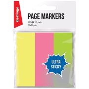 Флажки-закладки Berlingo «Ultra Sticky», 25*75мм, 100л*3 неоновых цвета, европодвес