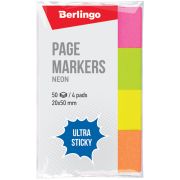 Флажки-закладки Berlingo «Ultra Sticky», 20*50мм, 50л*4 неоновых цвета
