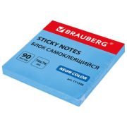 Блок самоклеящийся (стикеры) BRAUBERG НЕОНОВЫЙ 76х76 мм, 90 листов, голубой,