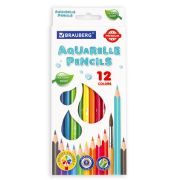 Карандаши цветные акварельные BRAUBERG PREMIUM AQUARELLE, 12 цветов, грифель мягкий 4 мм