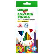 Карандаши цветные BRAUBERG KIDS, 12 цветов, трехгранный корпус, грифель мягкий 3 мм