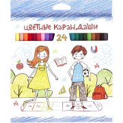 Карандаши цветные «ECO» 24 цв. -Переменка- с заточ. в карт.короб. с европодвесом