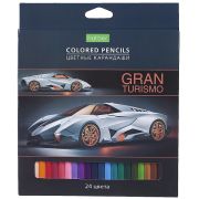 Карандаши цветные «ECO» 24 цв. -Gran Turismo- заточен. в карт. короб. с европодвесом