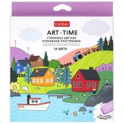 Карандаши цветные стираемые пластиковые Hatber трехгран.корпус 24 цв.-ART-TIME- заточен. в карт. кор