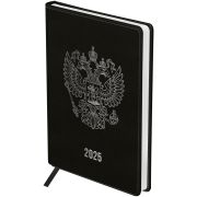 Ежедневник датированный 2025г, А5, 17бл., твердый переплет, кожзам, BG «Орел», черный DdA5 61053