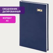 Ежедневник датированный 2024 145х215 мм, А5, STAFF, обложка бумвинил, синий