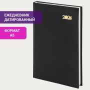 Ежедневник датированный 2024 145х215мм, А5, STAFF, обложка бумвинил, черный