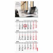 Календарь квартальный на 2023 г., 3 блока, 1 гребень, с бегунком, мелованная бумага, «БИЗНЕС», BRAUBERG
