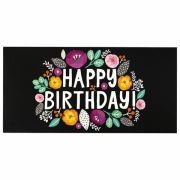 Конверт для денег «HAPPY BIRTHDAY!», Цветы, 166х82 мм, выборочный лак, ЗОЛОТАЯ СКАЗКА