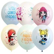 Воздушные шары, 25шт., М12/30см, ПатиБум «Macaroons. Baby Girls» ассорти, европодвес